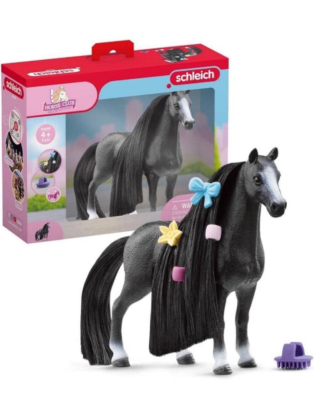 Quarter Horse Mare Styling Playset - 8pc Figurine Set with Brushable Hair